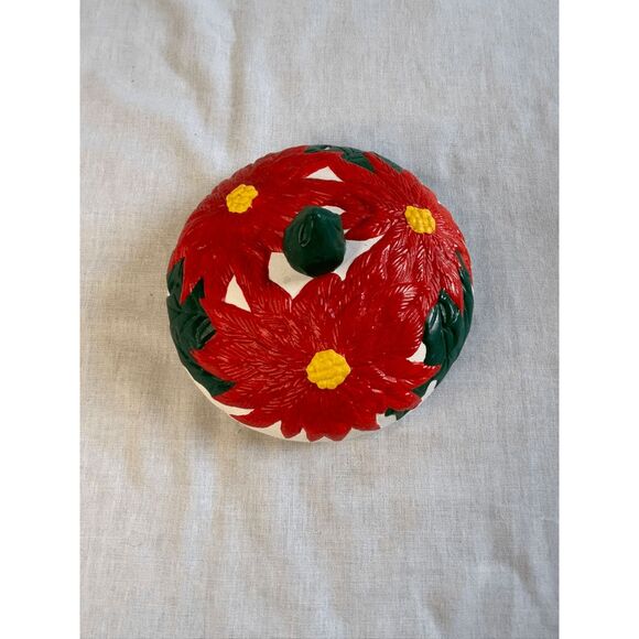 Christmas Poinsettia Pottery Decoration/Bowl/Dish Signed M.G.H. 1976, Holiday - Picture 8 of 9
